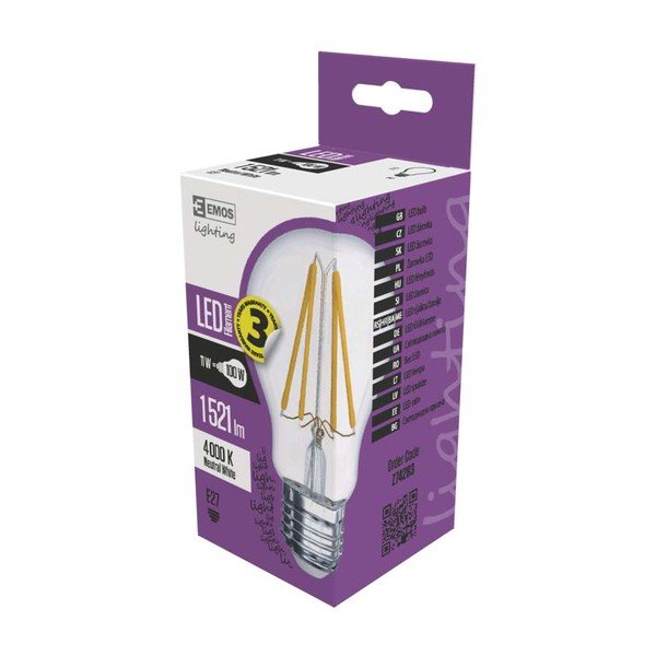 Žarnica LED EMOS Filament A60 Neutral White, 11W E27-image-2