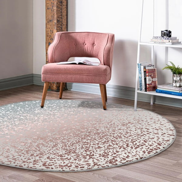 Pralna okrogla preproga v sivi in bakreni barvi primerna za robotski sesalnik ø 100 cm Comfort – Mila Home-image-3