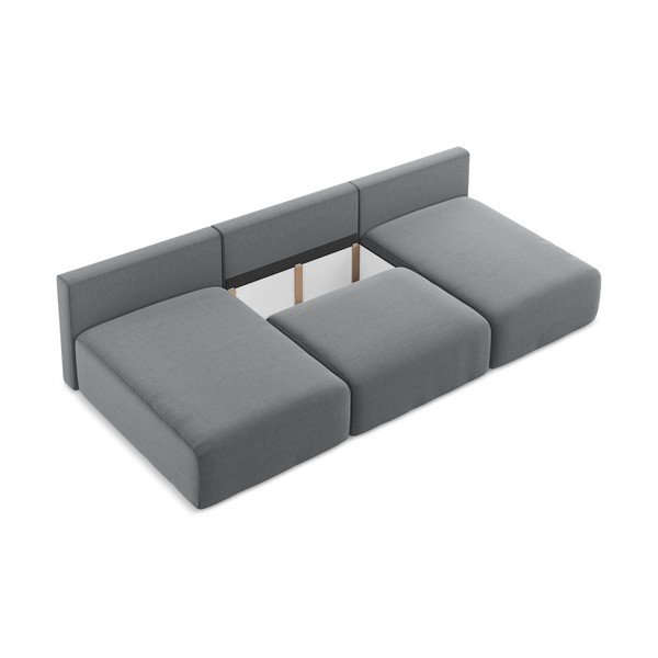 Siva žametna raztegljiva/s prostorom za shranjevanje kotna sedežna garnitura (v obliki črke "U") Kalena – Makamii-image-4