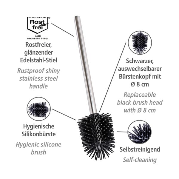 Nadomestna WC ščetka iz nerjavečega jekla v sijajno srebrni barvi Ø 8 cm – Wenko-image-3