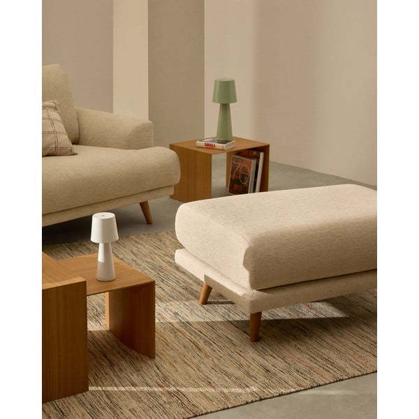 Bež tabure iz šenilje Karin – Kave Home-image-1