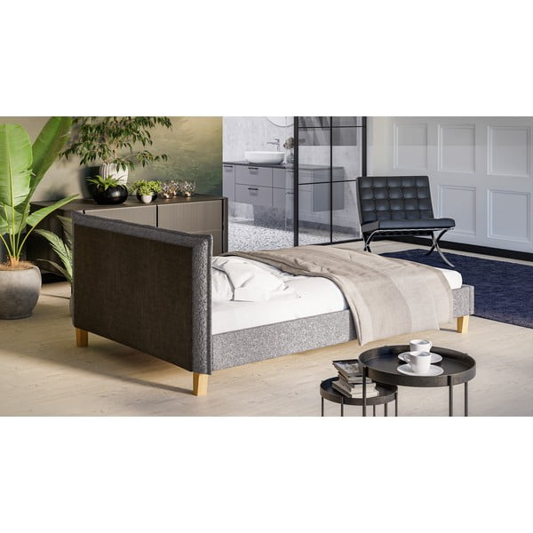 Siva oblazinjena zakonska postelja z letvenim dnom 140x200 cm Tina – Ropez-image-3