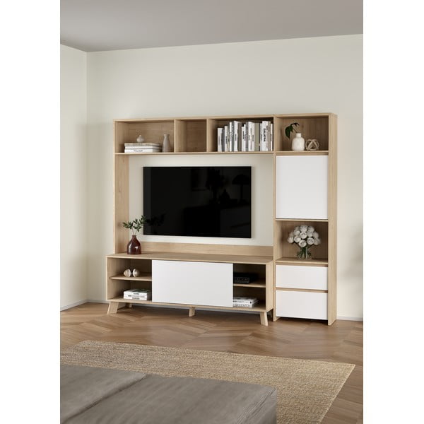 Bel TV komplet v hrastovem dekorju 209x183x48 cm Next – Tvilum-image-1