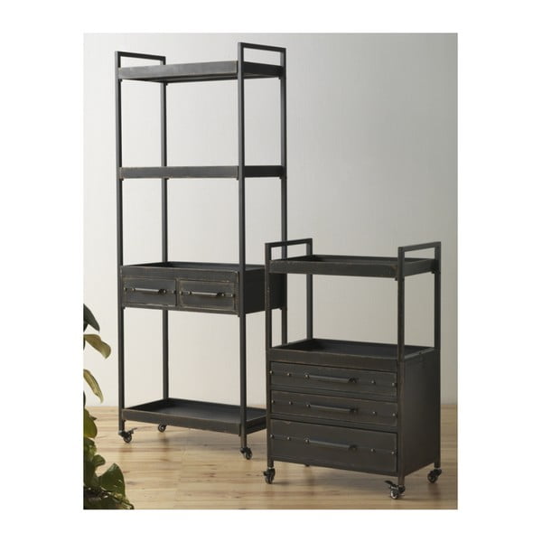 Črna kovinska komoda s 3 predali in polico Geese Gerome-image-1