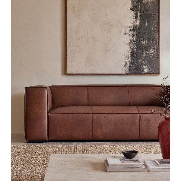Rjava usnjena zofa v barvi konjaka 227 cm Madame - Windsor & Co Sofas-image-3