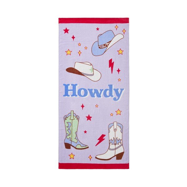 Vijolična frotirna bombažna brisača za na plažo 76x160 cm Howdy Cowgirl – Sassy B