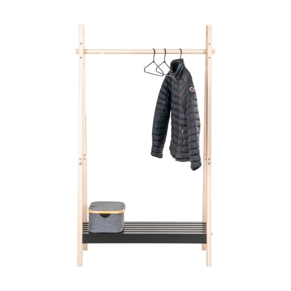 Črno stojalo za oblačila iz masivnega lesa pavlovnia Torino - House Nordic-image-3