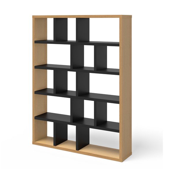 Črn/naraven regal v hrastovem dekorju 150x198 cm Berlin – TemaHome-image-3