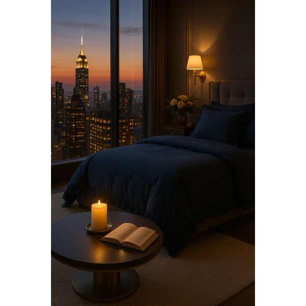 Temno modra podaljšana posteljnina za zakonsko posteljo iz renforce bombaža 240x220 cm Ruffle Striped – Mila Home Luxury-image-4