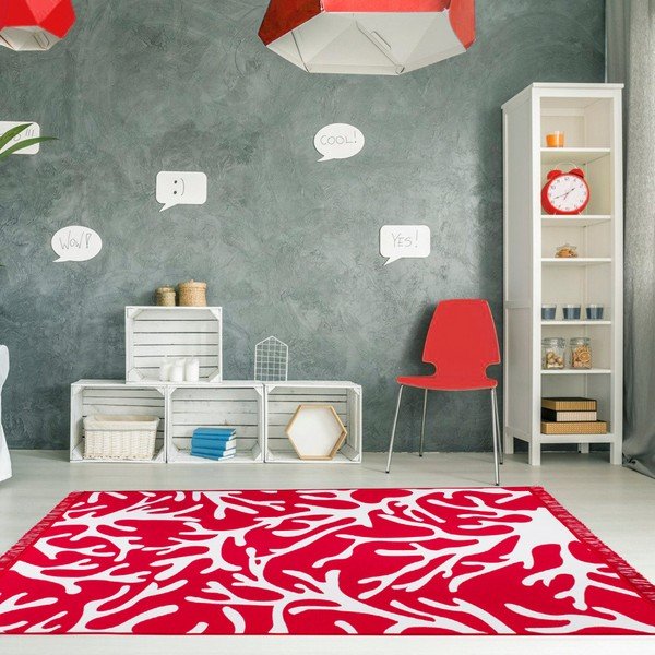 Rdeča in bela dvostranska preproga Coral Reef, 120 x 180 cm-image-1