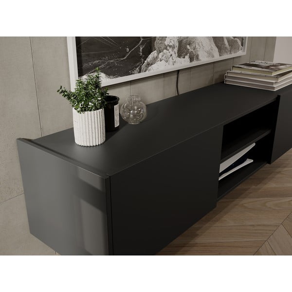 Antracitno siva TV omarica v hrastovem dekorju 164x35 cm Schlangen – Germania-image-4