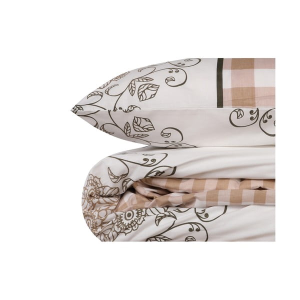 Bela/rožnata enojna posteljnina iz renforce bombaža 140x200 cm Nazenin – Mijolnir-image-2