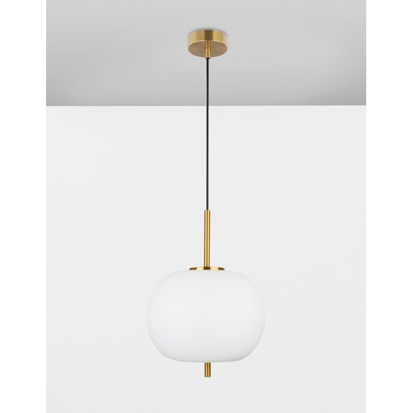 Bela/medeninasta steklena viseča svetilka ø 30 cm Lato – Nova Luce-image-4