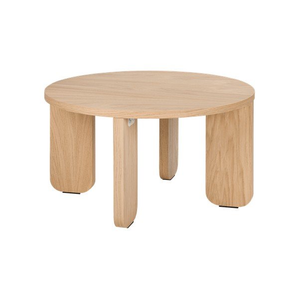 Okrogla klubska mizica z mizno ploščo v hrastovem dekorju v naravni barvi ø 55 cm Kuvu – noo.ma