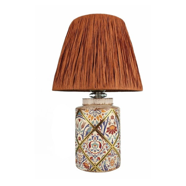 Namizna svetilka v barvi terakote s senčilom iz papirnatega prepleta (višina 40 cm) Alev – Opviq lights