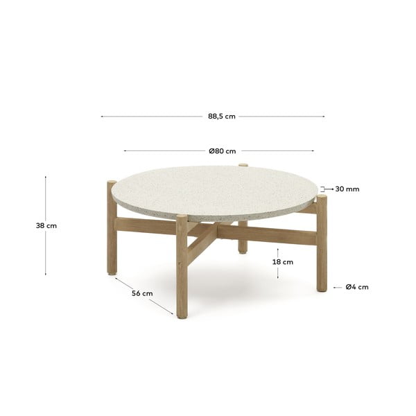 Okrogla vrtna mizica s terazzo mizno ploščo ø 88,5 cm Pola – Kave Home-image-4