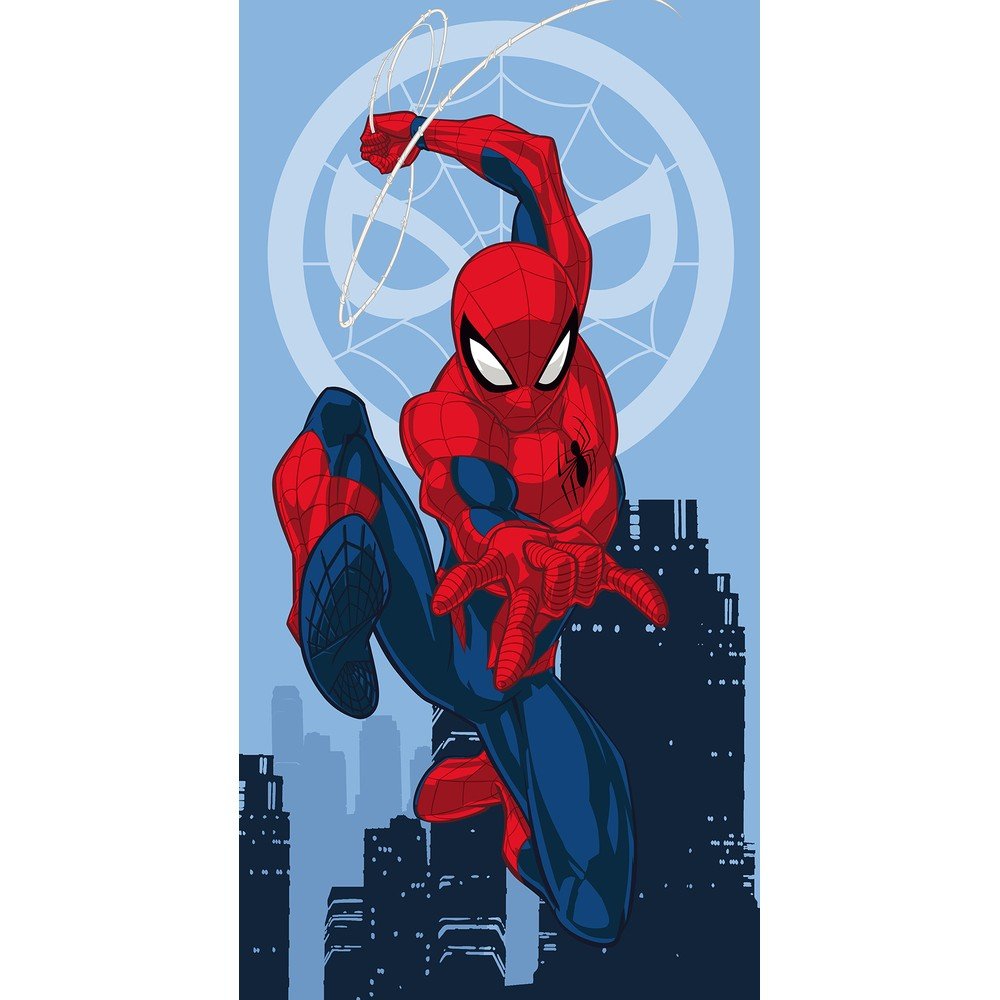 Rdeče-modra bombažna otroška brisača 70x140 cm Spider-man "Jump"