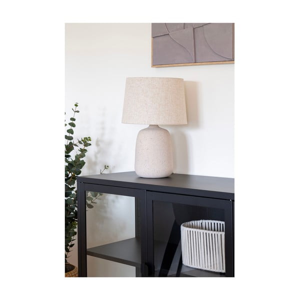 Kremno bela namizna svetilka s tekstilnim senčilom (višina 47 cm) Croft – House Nordic-image-1