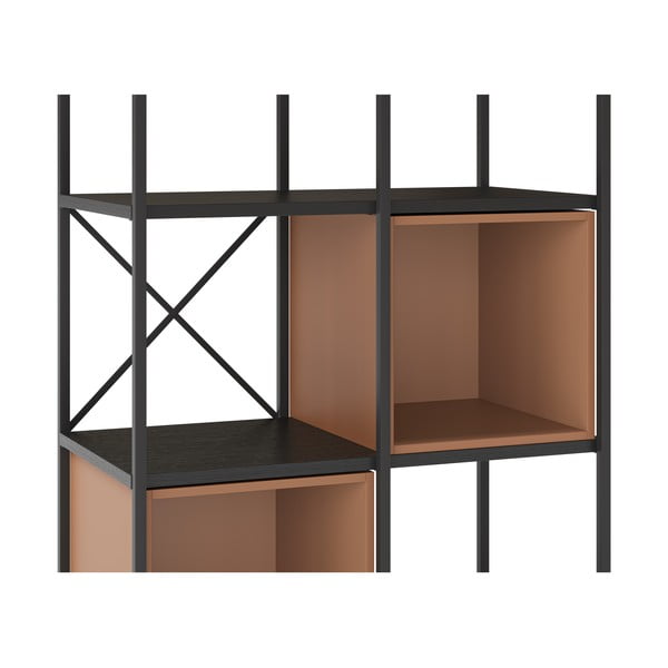 Črn in opečnato oranžen regal 71x179 cm Anya – Marckeric-image-4