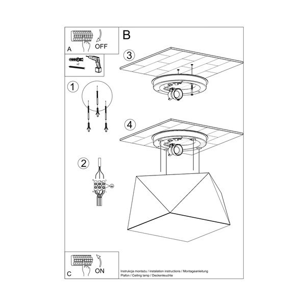 Stropna svetilka v srebrni barvi 25x25 cm Koma – Sollux-image-4