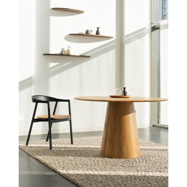 Okrogla jedilna miza iz masivnega hrasta v naravni barvi ø 126 cm Mushroom – Gazzda-image-3