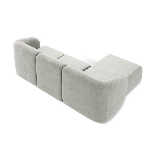 Svetlo siva kotna sedežna garnitura iz šenilje (levi kot/z ležalnikom) Lani – Makamii-image-3