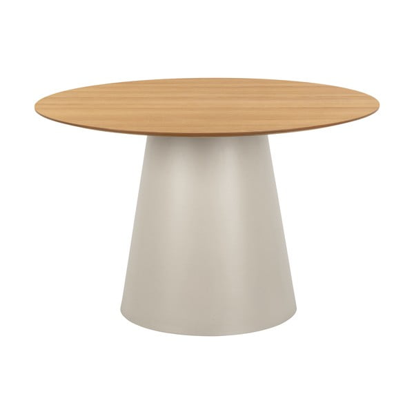 Okrogla jedilna miza z mizno ploščo v hrastovem dekorju ø 120 cm Soli – Actona