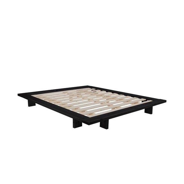 Postelja iz borovega lesa z ležiščem Karup Design Japan Double Latex Black/Black, 160 x 200 cm-image-3