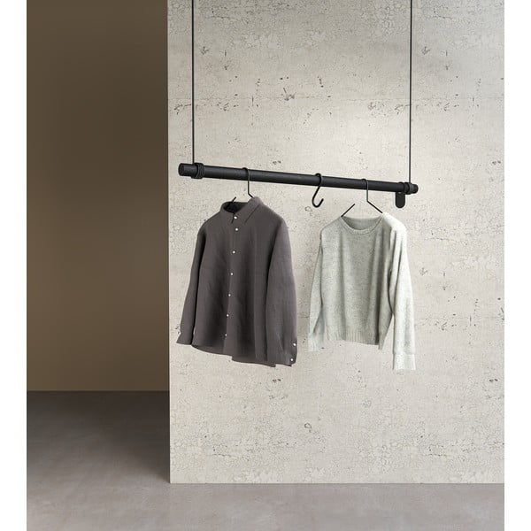 Črn stenski obešalnik iz masivnega hrasta 110 cm Swing L – LIND DNA-image-2