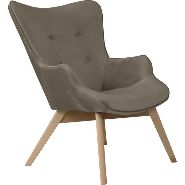 Svetlo rjav žameten fotelj Niko – Ropez