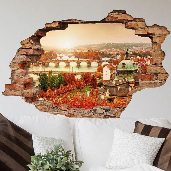 3D stenska nalepka Ambiance Prague Autumn, 90 x 60 cm-image-1