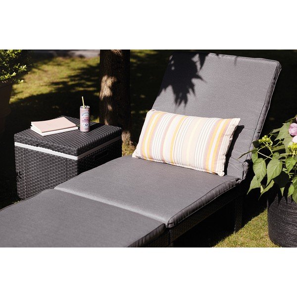 Temno siv oblazinjen nastavljiv vrtni ležalnik iz umetnega ratana Daytona – Keter-image-3