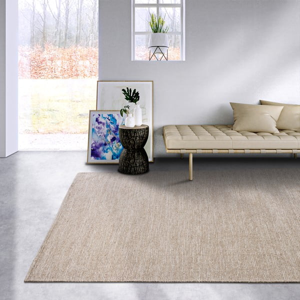 Bež ročno tkana preproga iz mešanice volne 120x170 cm Pradesh Linen White – Elle Decoration-image-1