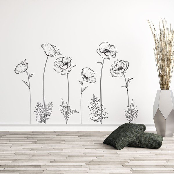 Komplet stenskih nalepk Ambiance Poppies-image-2