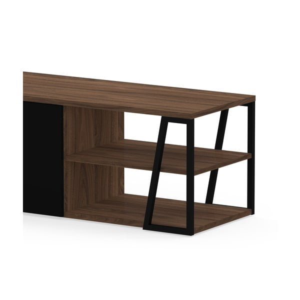 Črna TV omarica v orehovem dekorju 190x45 cm Albi - TemaHome-image-4