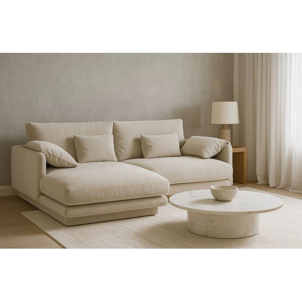 Bež kotna sedežna garnitura (levi kot) Torino – Micadoni Home-image-1