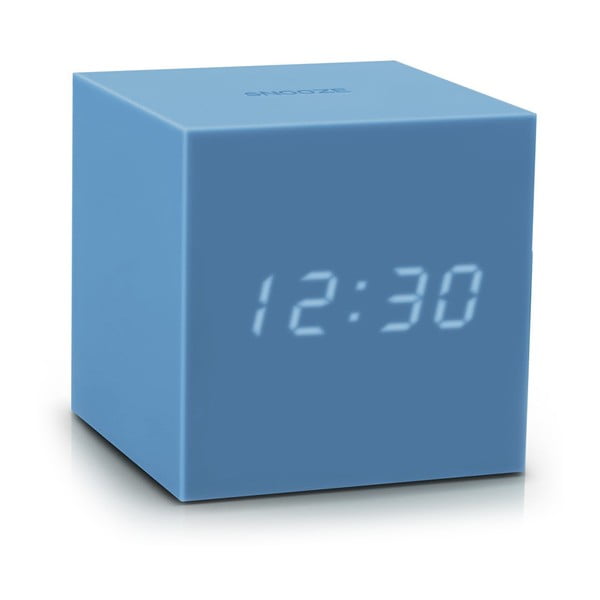 Azurno modra LED budilka Gingko Gravity Cube