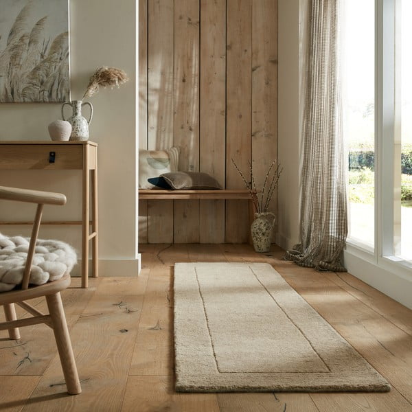 Bež volnen tekač 60x230 cm – Flair Rugs-image-1