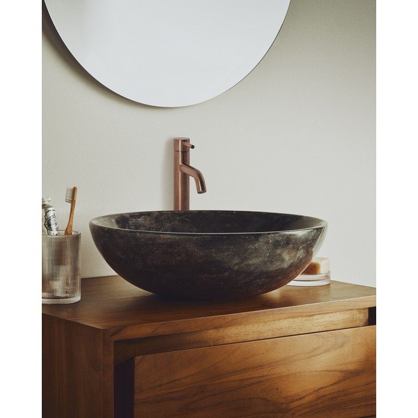 Siv kamnit okrogel umivalnik ø 40 cm Darnen – Kave Home-image-1