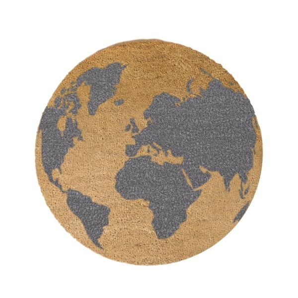 Okrogel predpražnik iz naravnih kokosovih vlaken Artsy Doormats Globe, ⌀ 70 cm