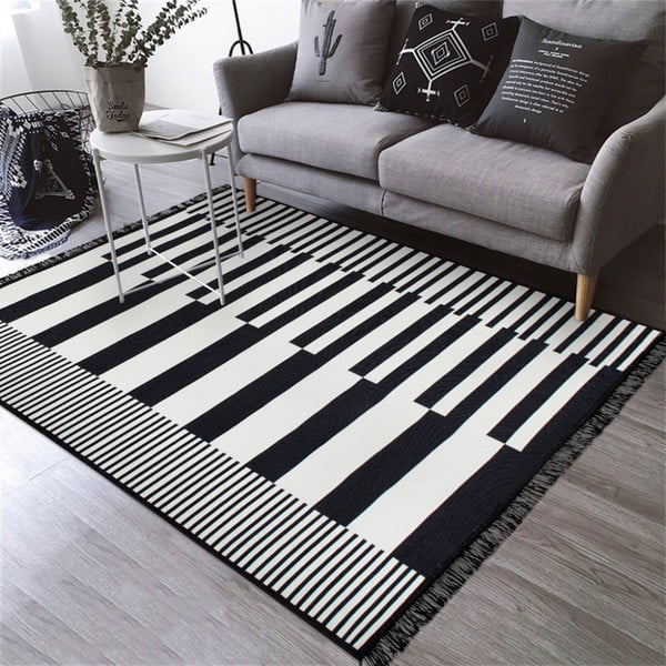 Črno-bela obojestranska preproga Klotho, 120 x 180 cm-image-3