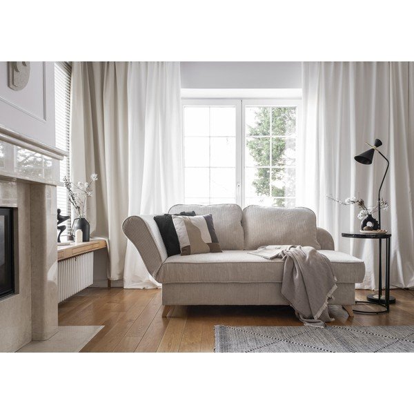 Bež ležalnik iz rebrastega žameta (levi kot) Chic Charlotte – Miuform-image-2