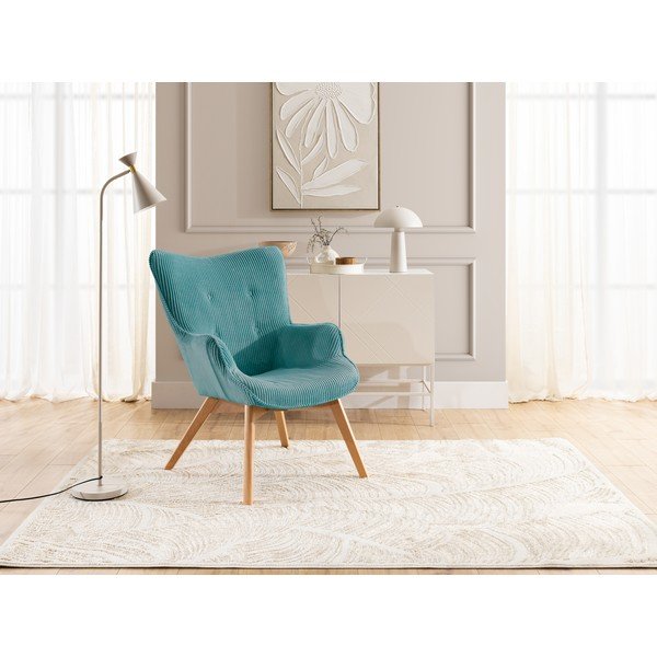 Turkizen fotelj iz rebrastega žameta Niko – Ropez-image-4