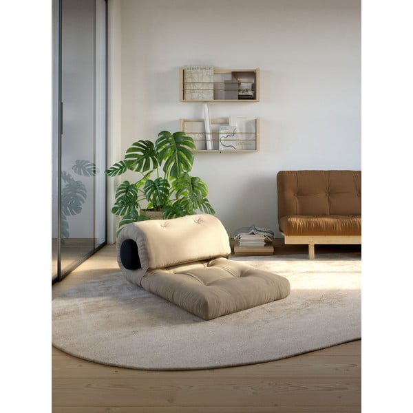 Sivo-bež futonska vzmetnica 70x200 cm Wrap Linen Beige/Dark Grey – Karup Design-image-1