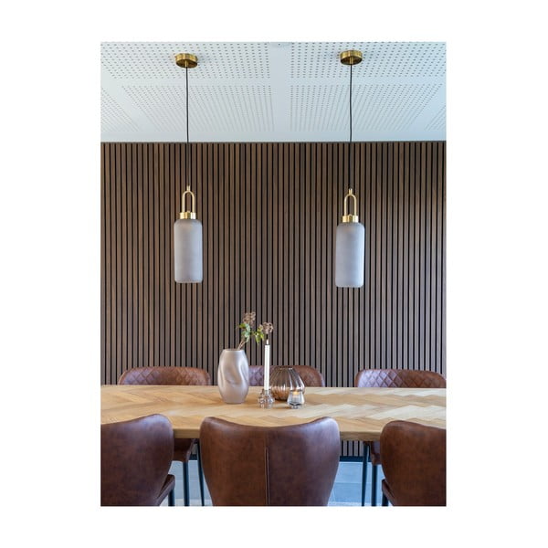 Viseča svetilka v zlati barvi s steklenim senčilom ø 13 cm Luton – House Nordic-image-1