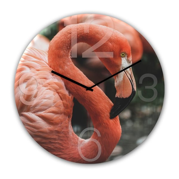 Stenska ura Styler Glassclock Flamingo, ⌀ 30 cm