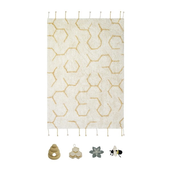 Kremno bela bombažna otroška igralna preproga 90x130 cm Pollination – Lorena Canals