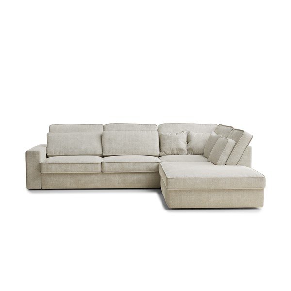 Sivo-bež kotna sedežna garnitura iz šenilje (desni kot/v obliki črke L) Kirou – Maison de Rêve