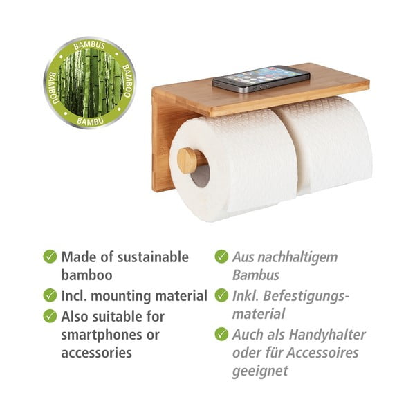 Bambusovo stensko držalo za toaletni papir Duo Bambusa – Wenko-image-4