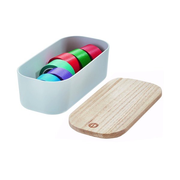 Siva škatla za shranjevanje s pokrovom iz paulovnije iDesign Eco, 9 x 18,3 cm-image-4